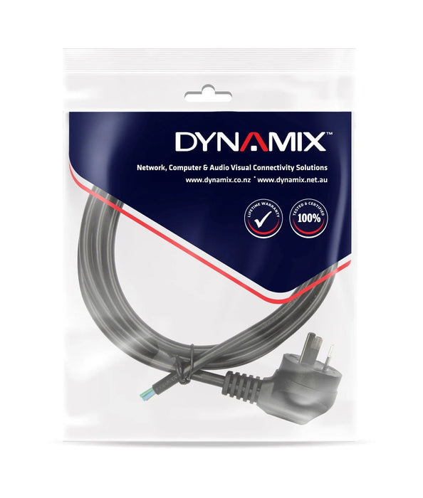 DYNAMIX 3M 3-Pin Right Angled Plug Bare End 3 Core 1mm Cable Black SAA Approved - LX2001 - Homewares, Outdoor, Phone Accessories, Cases, Speakers, Headphones + More -