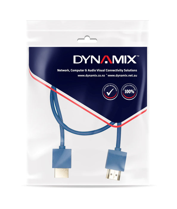 DYNAMIX 0.5M HDMI BLUE Nano High Speed With Ethernet Cable. Designed UHD Display