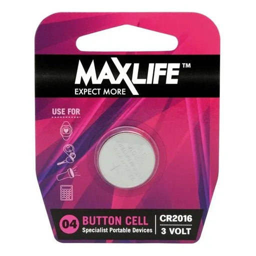 MAXLIFE CR2016 Lithium Button Cell Battery. 1Pk. - LX2001 - Homewares, Outdoor, Phone Accessories, Cases, Speakers, Headphones + More -
