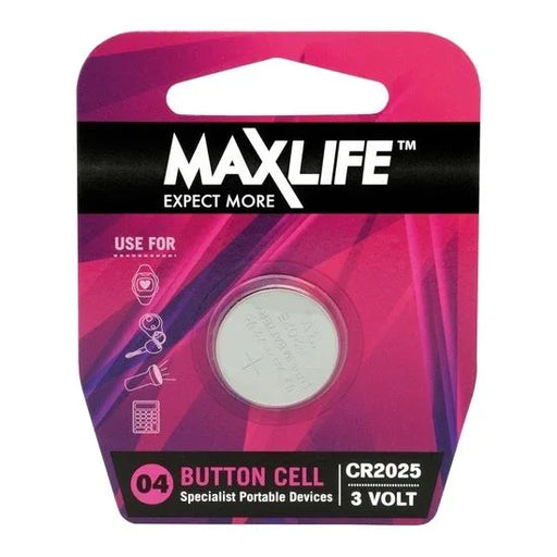 MAXLIFE CR2025 Lithium Button Cell Battery. 1Pk. - LX2001 - Homewares, Outdoor, Phone Accessories, Cases, Speakers, Headphones + More -