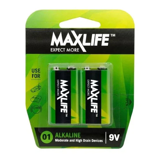 MAXLIFE 9V Alkaline Battery 2 Pack Long Lasting Alkaline Formula. Designed For E - LX2001 - Homewares, Outdoor, Phone Accessories, Cases, Speakers, Headphones + More -