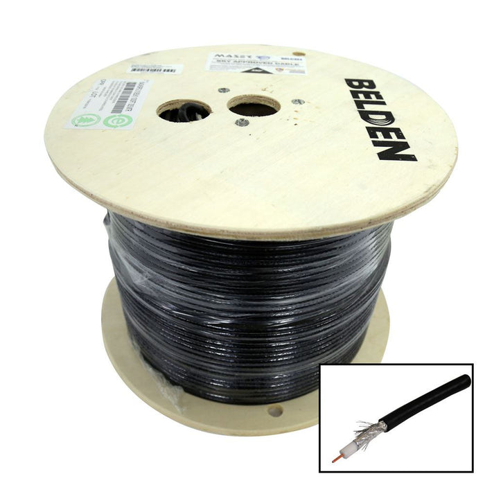 305m Roll RG6 Shielded Cable Black. 75ohm. 18AWG solid Core Foil and braid shiel