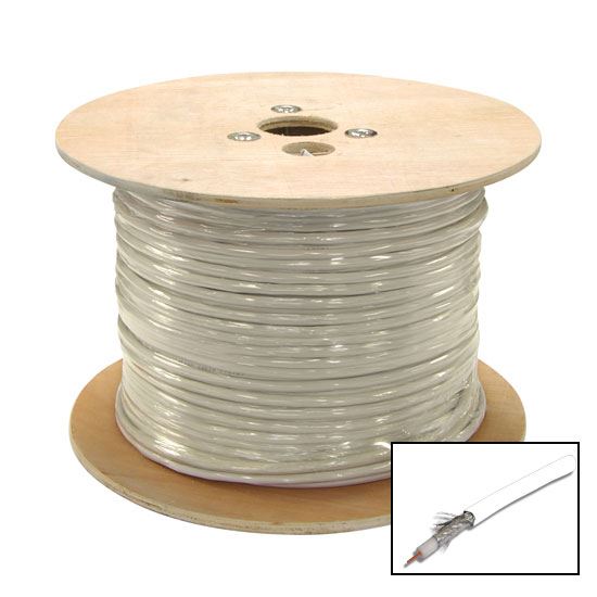 305m Roll RG6 Shielded Cable White. 75ohm. 18AWG solid core. Foil and braid shie