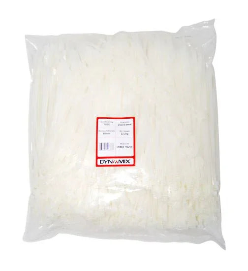 DYNAMIX 250mm x 4.8mm Cable Tie (Packs of 1000) - LX2001 - Homewares, Outdoor, Phone Accessories, Cases, Speakers, Headphones + More -