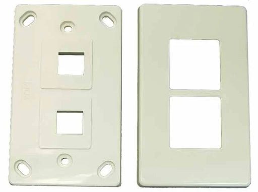 DYNAMIX Dual Port RJ45 Keystone Face Plate - 2x piece. Horizontal Mount. - LX2001 - Homewares, Outdoor, Phone Accessories, Cases, Speakers, Headphones + More -
