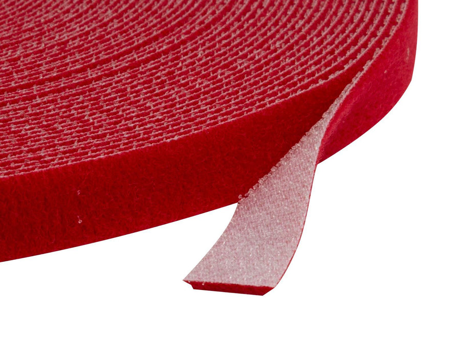 DYNAMIX Hook & Loop Roll 20m x 12mm dual sided, RED colour.