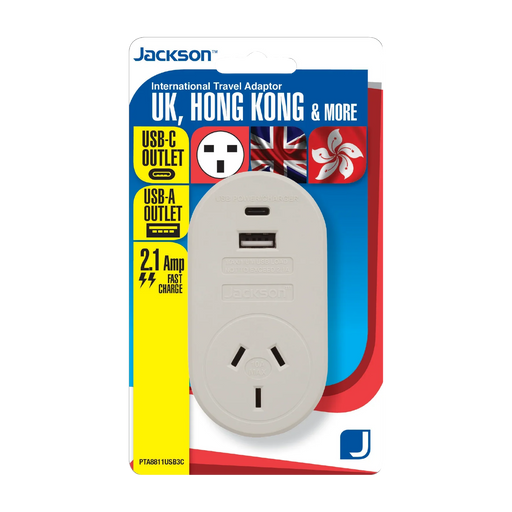 Travel Adaptor USB USB-C NZ/AUS Plugs for use in UK, Hong Kong & More. - LX2001 - Homewares, Outdoor, Phone Accessories, Cases, Speakers, Headphones + More -