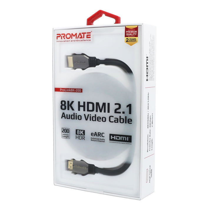 PROMATE 2m HDMI 2.1 Full Ultra HD (FUHD) Audio Video Cable. Supports up to 8K. M