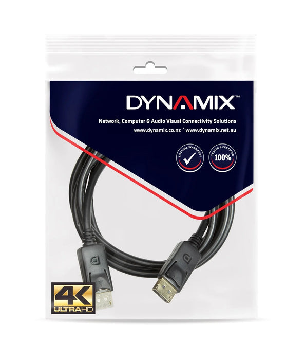 DYNAMIX 3m DisplayPort v1.2 Cable with Gold Shell Connectors DDC Compliant - LX2001 - Homewares, Outdoor, Phone Accessories, Cases, Speakers, Headphones + More -