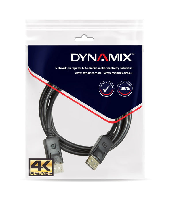 DYNAMIX 5m DisplayPort v1.2 Cable with Gold Shell Connectors DDC Compliant