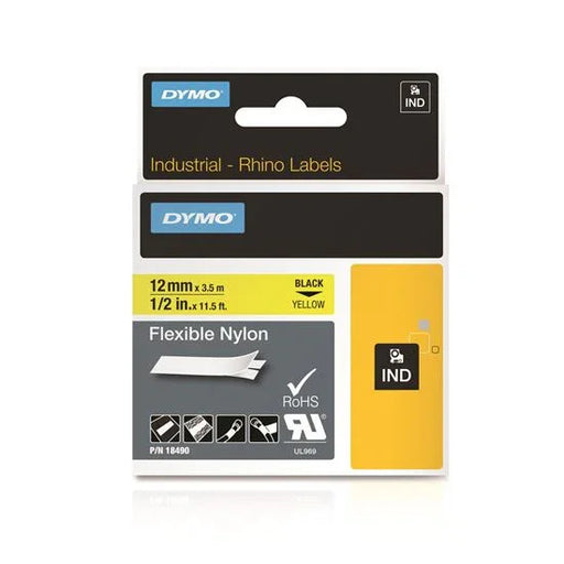 DYMO Genuine Rhino Industrial Labels-Flexible Nylon 12mm Black on Yellow. Indust - LX2001 - Homewares, Outdoor, Phone Accessories, Cases, Speakers, Headphones + More -