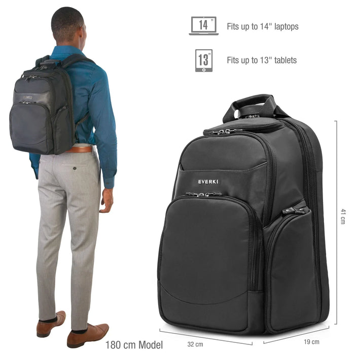 EVERKI Suite Premium Compact Checkpoint Friendly Laptop Backpack up to 14'' - LX2001 - Homewares, Outdoor, Phone Accessories, Cases, Speakers, Headphones + More -