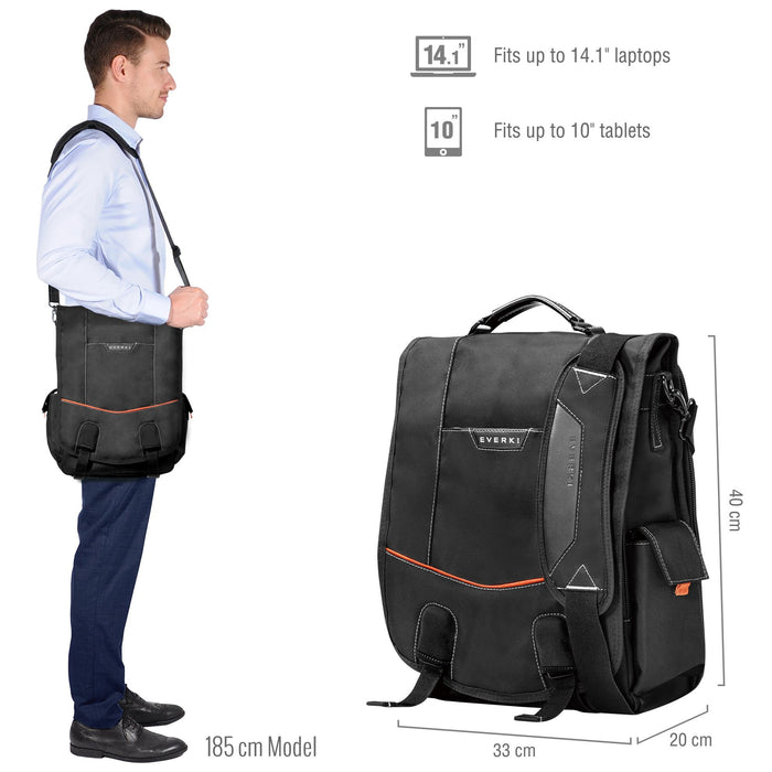 EVERKI Urbanite Messenger Bag 14.1'' ,Checkpoint friendly design. Felt-lined iPa
