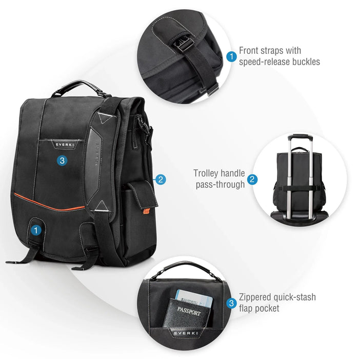 EVERKI Urbanite Messenger Bag 14.1'' ,Checkpoint friendly design. Felt-lined iPa - LX2001 - Homewares, Outdoor, Phone Accessories, Cases, Speakers, Headphones + More -