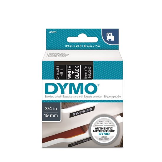 DYMO Genuine D1 Label Cassette Tape 19mm x 7M;  White on Black Suitable for the