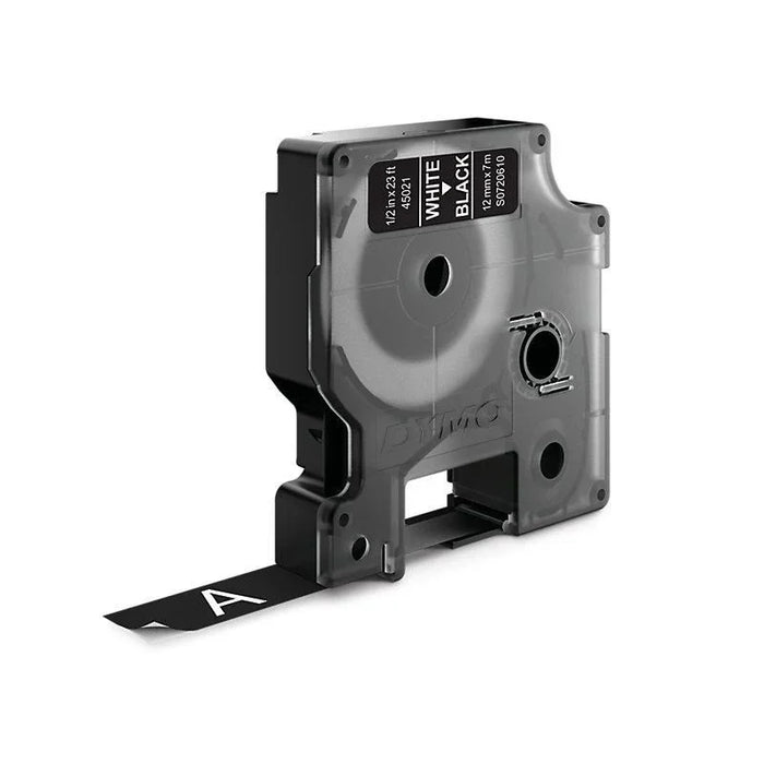 DYMO Genuine D1 Label Cassette Tape 12mm x 7M; White on Black Suitable for the L - LX2001 - Homewares, Outdoor, Phone Accessories, Cases, Speakers, Headphones + More -