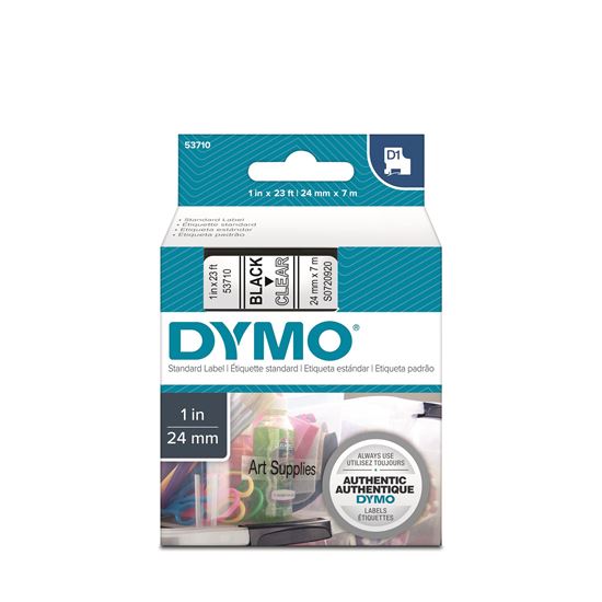 DYMO Genuine D1 Label Cassette Tape 24mm x 7M;  Black on Clear Suitable for the