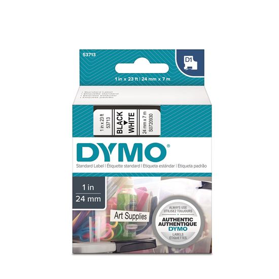 DYMO Genuine D1 Label Cassette Tape 24mm x 7M; Black on White Suitable for the L