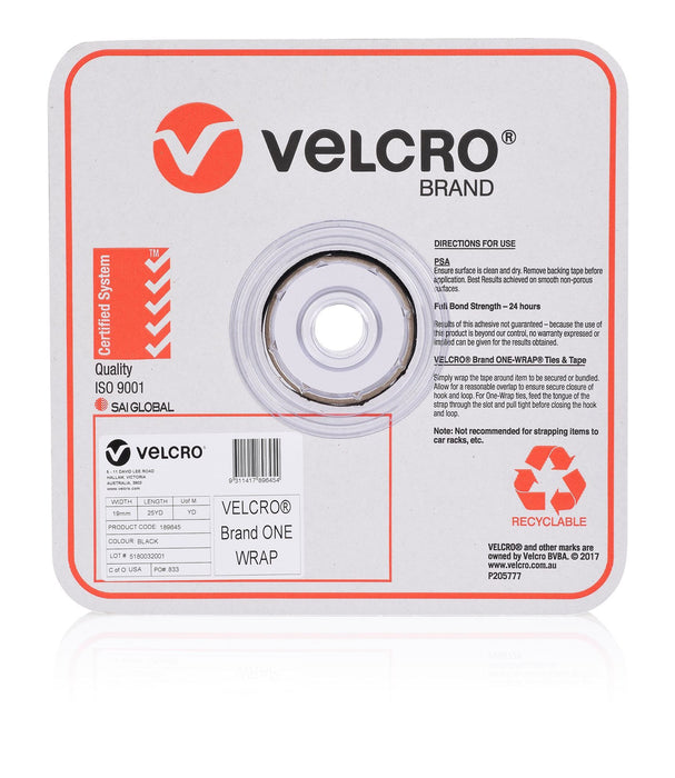 VELCRO One-Wrap 19mm Continuous 22.8m Roll. Custom Cut to Length. Self-engaging
