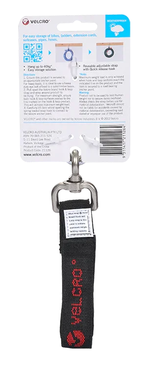 VELCRO Easy Hang 430mm Strap with Hook. Store and Hold up to 40Kgs. Simply find - LX2001 - Homewares, Outdoor, Phone Accessories, Cases, Speakers, Headphones + More -