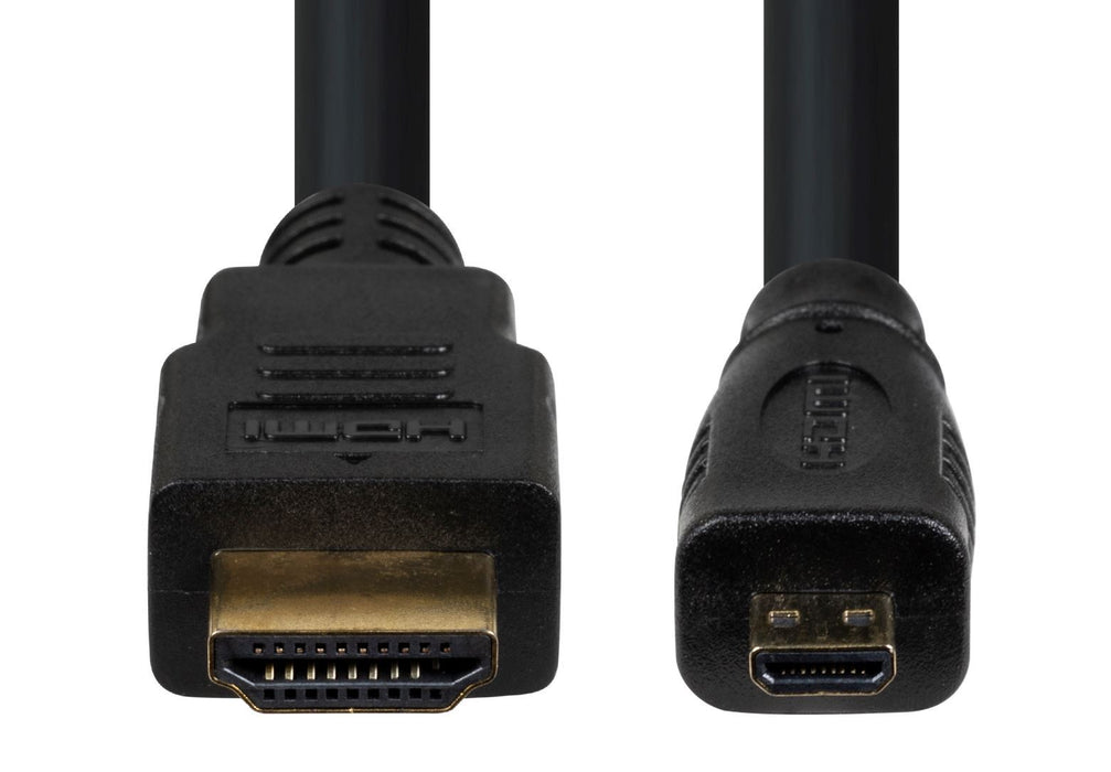 DYNAMIX 1m HDMI to HDMI Micro Cable v1.4. Max Res: 4K@30Hz. Colour Black.