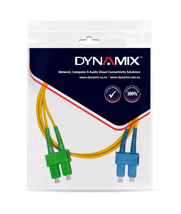 DYNAMIX 10M SCAPC/SC SIngle mode G657A1 Duplex Fibre Lead LSZH Yellow Jacket