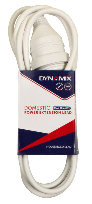 DYNAMIX 2M 240v 10A Standard Duty Power Extension Lead (3 Core 1.0mm) White