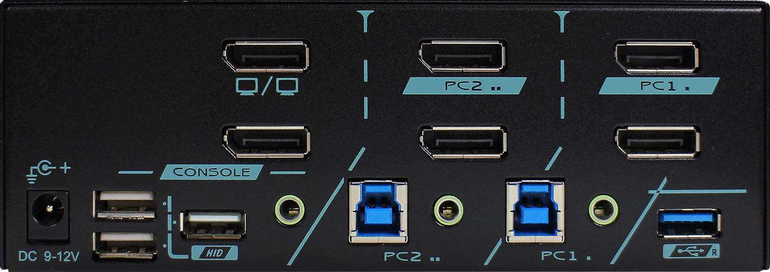 REXTRON 2-Port Dual View DisplayPort USB3.0 KVM Switch. Supports 4K60 Max. Suppo