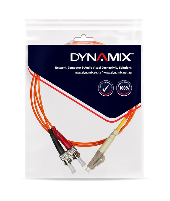 DYNAMIX 10M 62.5u LC/ST OM1 Fibre Lead (Duplex, Multimode) Orange LSZH Jacket