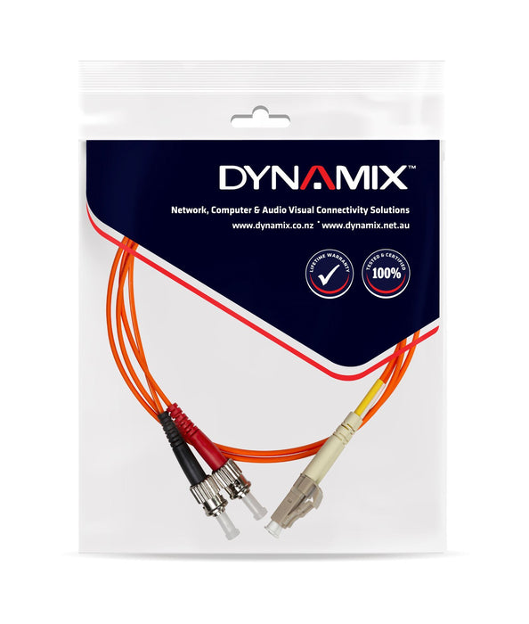DYNAMIX 1M 62.5u LC/ST OM1 Fibre Lead (Duplex, Multimode) Orange LSZH Jacket