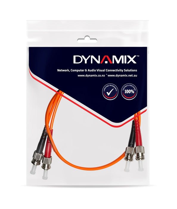 DYNAMIX 0.5M 62.5u ST/ST OM1 Fibre Lead (Duplex, Multimode) Orange LSZH Jacket