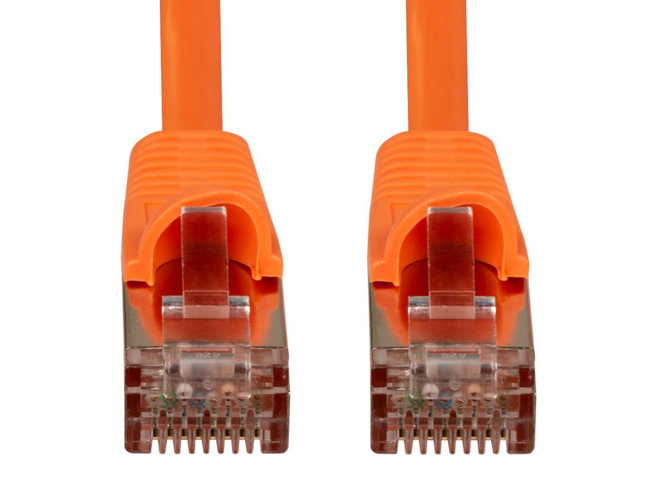 DYNAMIX 7.5m Cat6A S/FTP Orange Slimline Shielded 10G Patch Lead. 26AWG (Cat6 Au