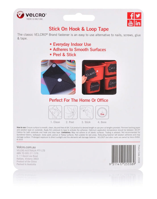 VELCRO Brand 25mm x 50mm Stick on Hook & Loop Pre-Cut 6 Pack Surface Tape. Desig - LX2001 - Homewares, Outdoor, Phone Accessories, Cases, Speakers, Headphones + More -