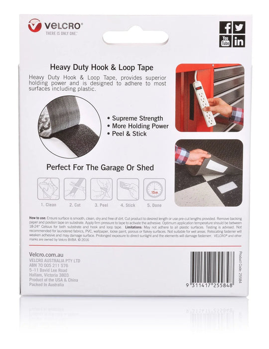 VELCRO Brand 50mm x 2.5m Adhesive Heavy Duty Hook & Loop Roll/Tape. Designed for - LX2001 - Homewares, Outdoor, Phone Accessories, Cases, Speakers, Headphones + More -