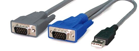 REXTRON 3m, 2-to-1 USB KVM Switch Cable. All in 1x HD DB15 Male to 1x USB Type-A