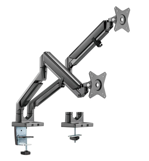 BRATECK 17''-32'' Polished Aluminium Gas-Spring Desk Mount Duel Monitor Arm. Sup - LX2001 - Homewares, Outdoor, Phone Accessories, Cases, Speakers, Headphones + More -