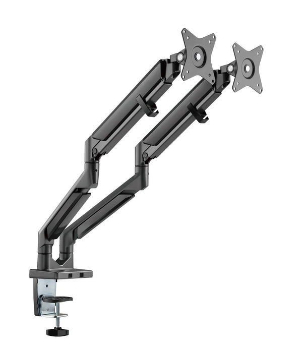 BRATECK 17''-32'' Polished Aluminium Gas-Spring Desk Mount Duel Monitor Arm. Sup - LX2001 - Homewares, Outdoor, Phone Accessories, Cases, Speakers, Headphones + More -