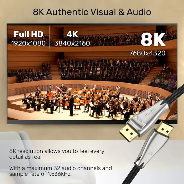 UNITEK 1m DisplayPort V1.4 Cable. (FUHD) Supports up to 8K. Max. Res 7680x4320@6 - LX2001 - Homewares, Outdoor, Phone Accessories, Cases, Speakers, Headphones + More -