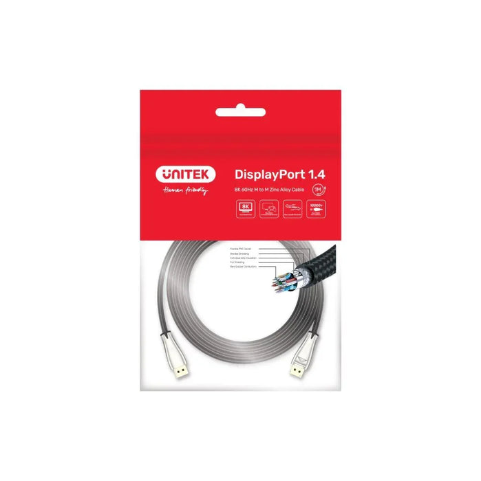 UNITEK 2m DisplayPort V1.4 Cable. (FUHD) Supports up to 8K. Max. Res 7680x4320@6 - LX2001 - Homewares, Outdoor, Phone Accessories, Cases, Speakers, Headphones + More -
