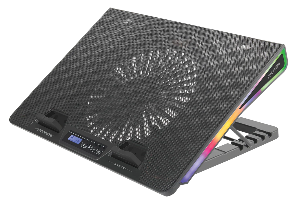 VERTUX Gaming Portable Height Adjustable RGB LED Cooling Pad with Fan Speed Cont - LX2001 - Homewares, Outdoor, Phone Accessories, Cases, Speakers, Headphones + More -