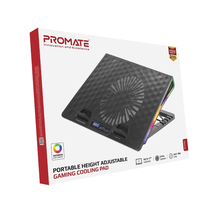 VERTUX Gaming Portable Height Adjustable RGB LED Cooling Pad with Fan Speed Cont - LX2001 - Homewares, Outdoor, Phone Accessories, Cases, Speakers, Headphones + More -