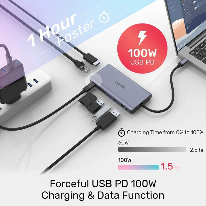 UNITEK 7-in-1 USB 3.1 Multi-Port Hub with USB-C Connector. Includes 1x HDMI Port - LX2001 - Homewares, Outdoor, Phone Accessories, Cases, Speakers, Headphones + More -