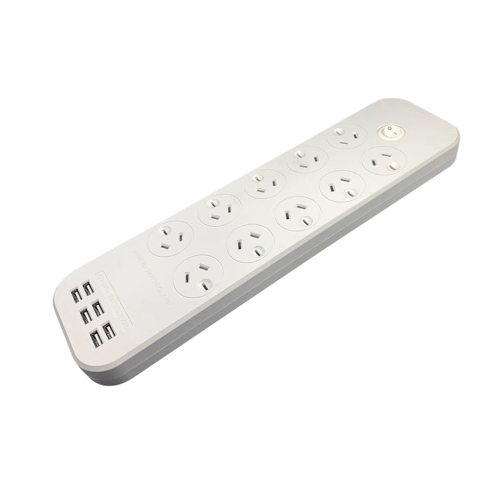 JACKSON 10-Way Powerboard 6x USB Fast Charging Ports (4.5A) 10 Surge Protected - LX2001 - Homewares, Outdoor, Phone Accessories, Cases, Speakers, Headphones + More -