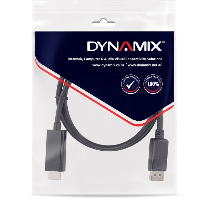 DYNAMIX 1m DisplayPort Source to HDMI 2.0 Monitor Directional Cable 4K@60Hz