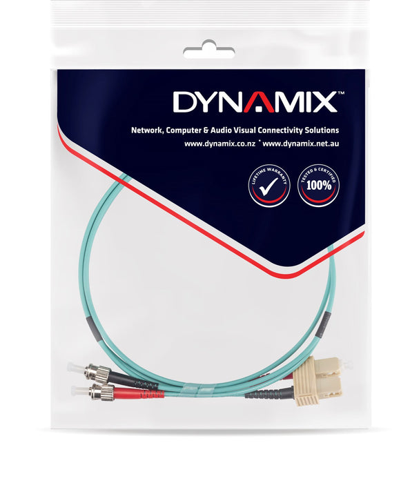 DYNAMIX 3M 50u SC/ST OM3 Fibre Lead (Duplex, Multimode) Aqua LSZH Jacket