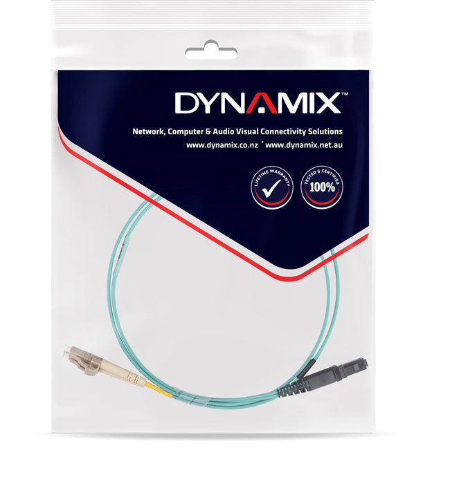 DYNAMIX 10M 50u LC/MT-RJ OM3 Fibre Lead (Duplex, Multimode) Aqua LSZH Jacket