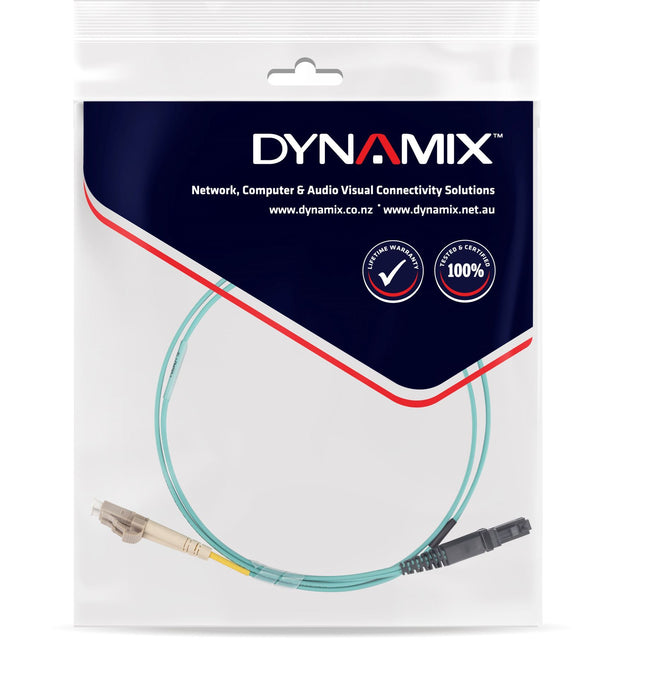 DYNAMIX 2M 50u LC/MT-RJ OM3 Fibre Lead (Duplex, Multimode) Aqua LSZH Jacket