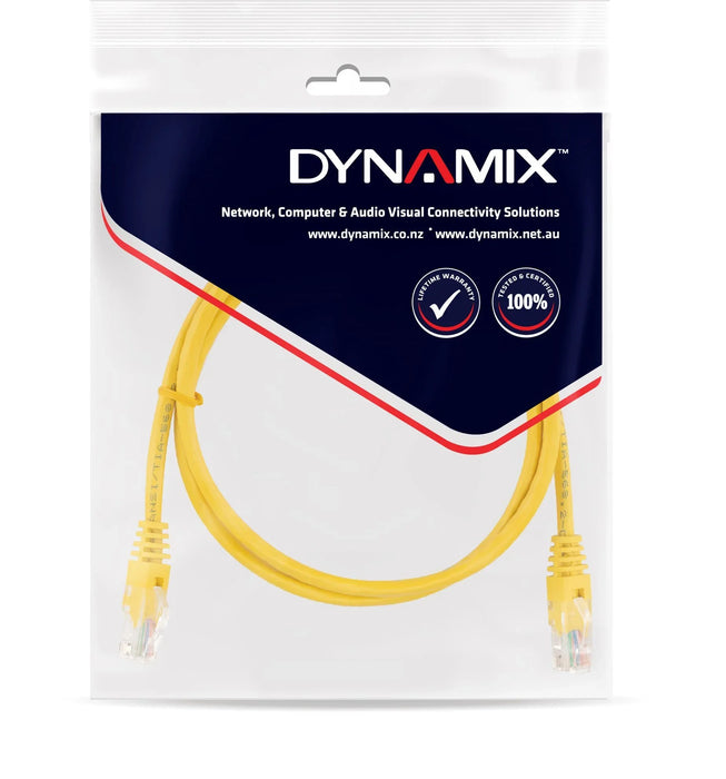 DYNAMIX 7.5m Cat5e Yellow UTP Lead (T568A Specification) 100MHz 24AWG Slimline M - LX2001 - Homewares, Outdoor, Phone Accessories, Cases, Speakers, Headphones + More -