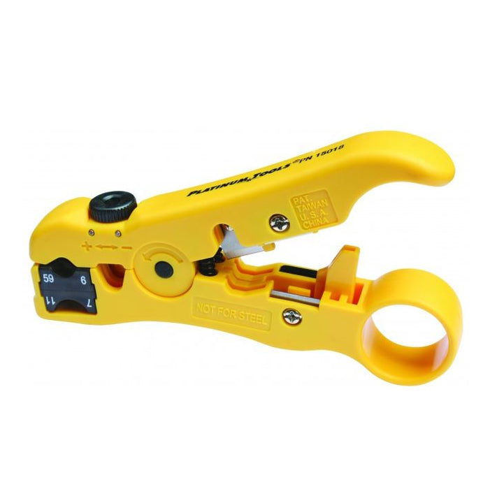 PLATINUM TOOLS All-In-One Stripping Tool. Coax, Cat5e/6 data cable, voice cable