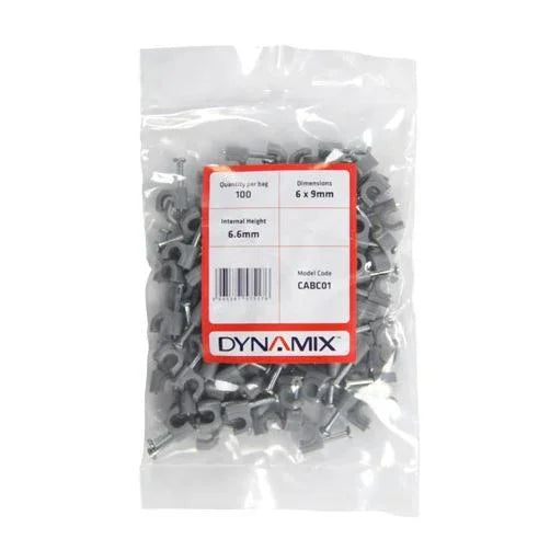 DYNAMIX Cable Clip (Bags of 100pcs Width: 6mm, Height: 9mm, Internal Height - LX2001 - Homewares, Outdoor, Phone Accessories, Cases, Speakers, Headphones + More -
